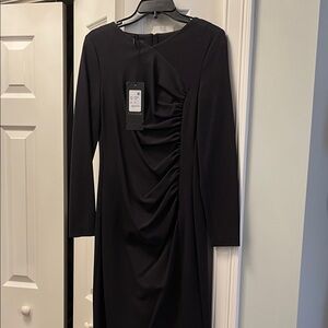 Escada Black Ruched Long Sleeve Dress